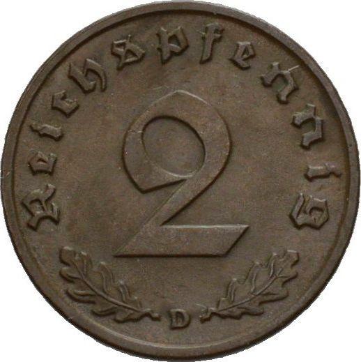Obverse 2 Reichspfennig 1939 D "Type 1936-1940" -  Coin Value - Germany, Third Reich