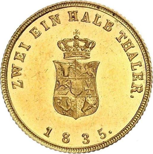 Reverse 2 1/2 Thaler 1835 - Gold Coin Value - Mecklenburg-Schwerin, Frederick Francis I