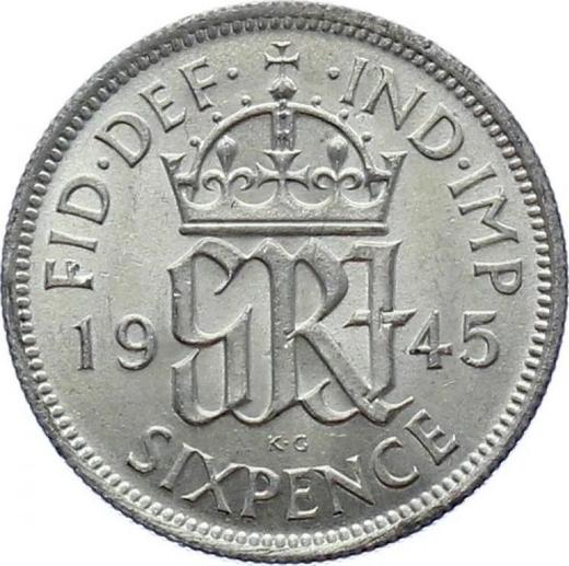 Revers 6 Pence 1945 - Silbermünze Wert - Großbritannien, Georg VI