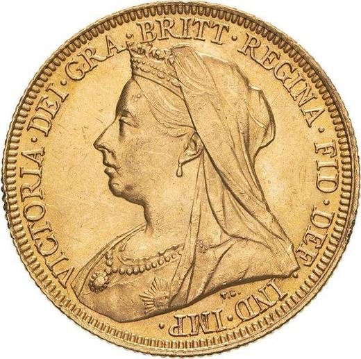 Awers monety - 1 suweren 1895 S "Zasłonięta głowa" - cena złotej monety - Australia, Wiktoria