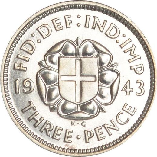 Реверс монеты - 3 пенса 1943 года HP "Тип 1937-1945" - цена серебряной монеты - Великобритания, Георг VI