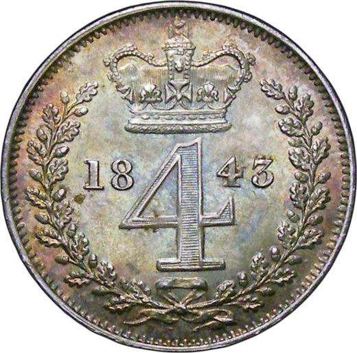 Реверс монеты - 4 пенса (1 Грот) 1843 года "Тип 1838-1887" - цена серебряной монеты - Великобритания, Виктория