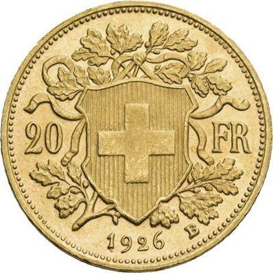 Reverse 20 Francs 1926 B "Vreneli" - Gold Coin Value - Switzerland, Confederation