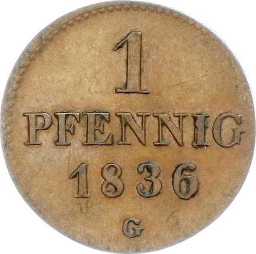 Reverse 1 Pfennig 1836 G -  Coin Value - Saxony-Albertine, Frederick Augustus II