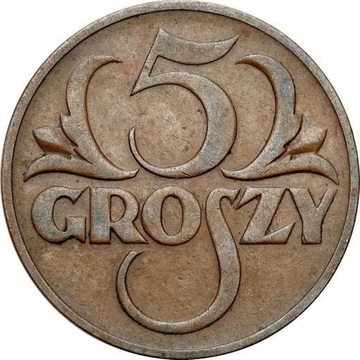 Reverse 5 Groszy 1934 WJ -  Coin Value - Poland, II Republic