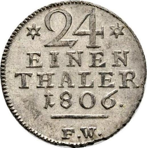 Rewers monety - 1/24 talara 1806 F.W. - cena srebrnej monety - Waldeck-Pyrmont, Jerzy