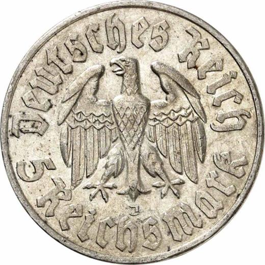 Reverse 5 Reichsmark 1933 J "Martin Luther" - Silver Coin Value - Germany, Third Reich