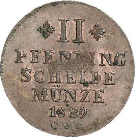 Rewers monety - 2 fenigi 1829 CvC - cena  monety - Brunszwik-Wolfenbüttel, Karol II