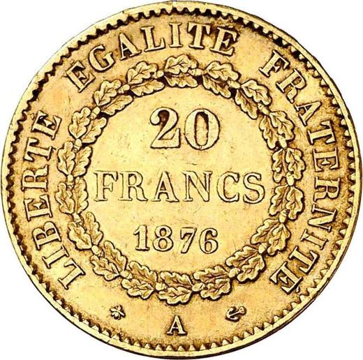 Reverse 20 Francs 1876 A "Type 1871-1898" - Gold Coin Value - France, Third Republic