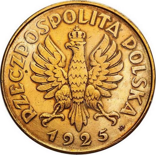 Awers monety - Próba 5 złotych 1925 ⤔ "Obwódka z 81 perełek" Tombak - cena  monety - Polska, II Rzeczpospolita