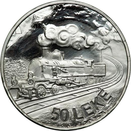 Obverse Pattern 50 Lekë 1986 "Railroad" Platinum - Platinum Coin Value - Albania, People's Republic