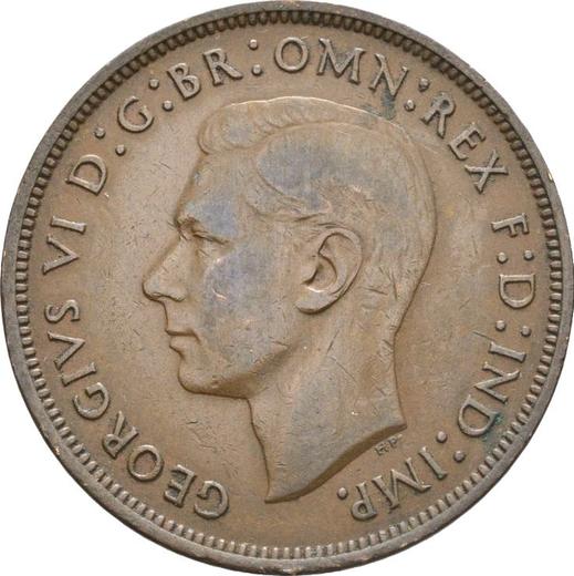 Аверс монеты - Пенни 1939 года HP "Тип 1937-1948" - цена  монеты - Великобритания, Георг VI