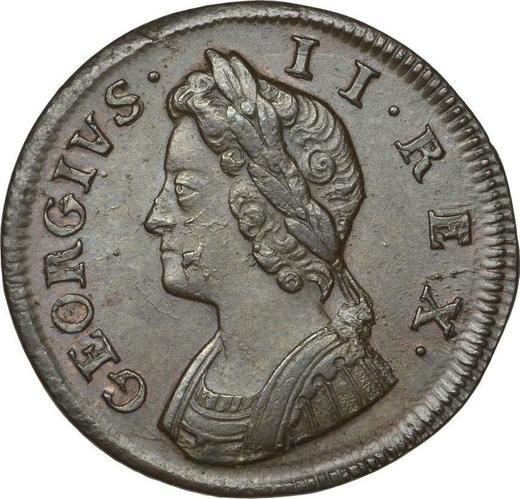 Avers 1 Farthing 1732 "Porträt in jungen Jahren" - Münze Wert - Großbritannien, Georg II
