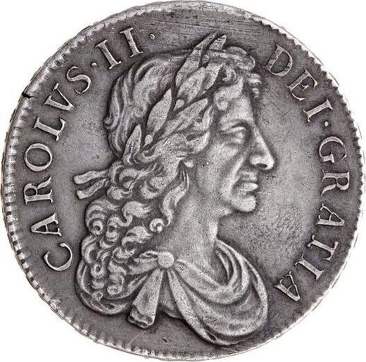 Аверс монеты - 1 крона 1681 года "Четвертый тип" - цена серебряной монеты - Великобритания, Карл II