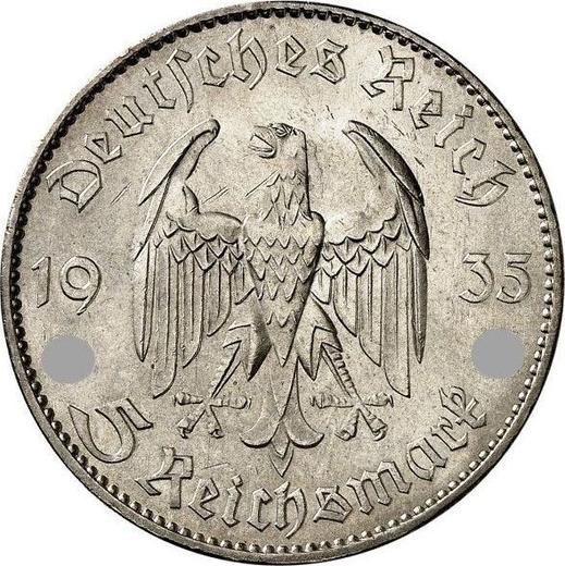 Reverse 5 Reichsmark 1935 J "Garrison Church (undated)" - Silver Coin Value - Germany, Third Reich