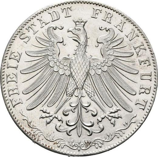 Anverso 2 florines 1855 "Mundo religioso" - valor de la moneda de plata - Fráncfort del Meno, Ciudad Libre