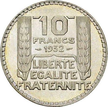 Реверс монеты - 10 франков 1932 года "Тип 1929-1939" - цена серебряной монеты - Франция, Третья республика