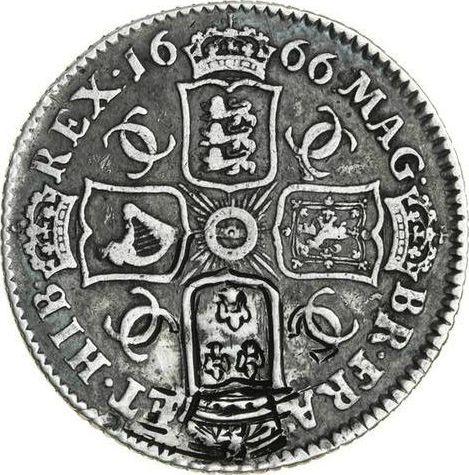 Реверс монеты - 1 шиллинг 1666 года "Портрет золотой гинеи" - цена серебряной монеты - Великобритания, Карл II