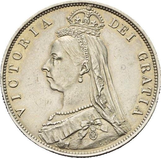 Аверс монеты - 1/2 кроны (Полукрона) 1887 года JEB "Юбилейный портрет" - цена серебряной монеты - Великобритания, Виктория