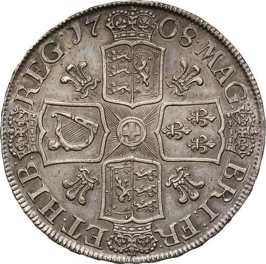 Revers 1 Krone 1708 "Zweiter Porträttyp" Federn in Winkeln - Silbermünze Wert - Großbritannien, Anne
