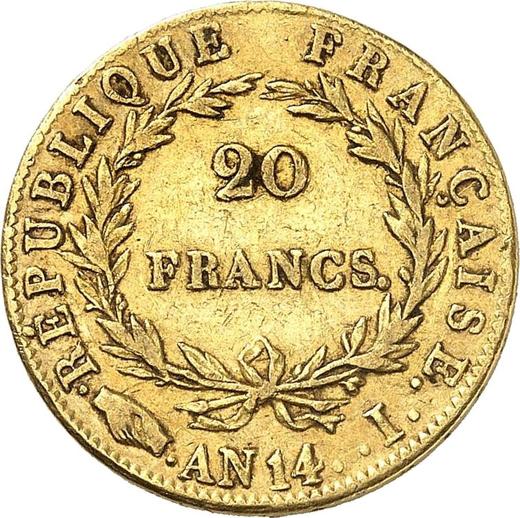 Revers 20 Franken AN 14 (1805-1806) I - Goldmünze Wert - Frankreich, Napoleon I
