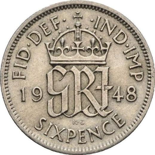 Revers 6 Pence 1948 HP - Münze Wert - Großbritannien, Georg VI