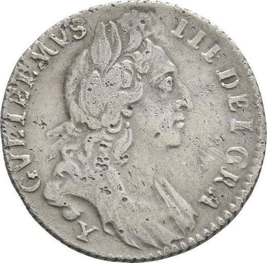 Obverse Sixpence 1696 Y "First laureated bust" Early harp Capital "Y" - Silver Coin Value - United Kingdom, William III