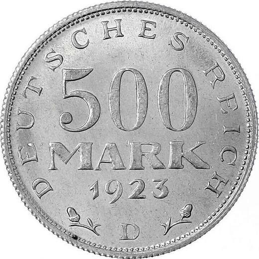 Reverse 500 Mark 1923 D -  Coin Value - Germany, Weimar Republic
