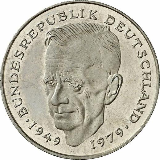 Obverse 2 Mark 1992 J "Kurt Schumacher" -  Coin Value - Germany, FRG