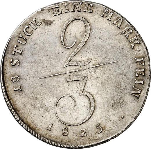 Reverse 2/3 Thaler 1825 "Type 1825-1826" - Silver Coin Value - Mecklenburg-Schwerin, Frederick Francis I