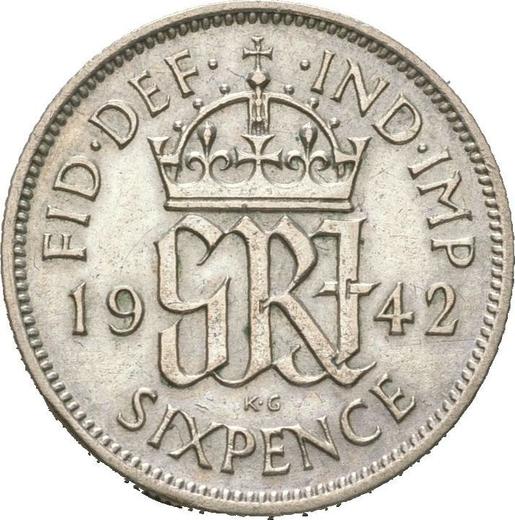 Reverse Sixpence 1942 - Silver Coin Value - United Kingdom, George VI
