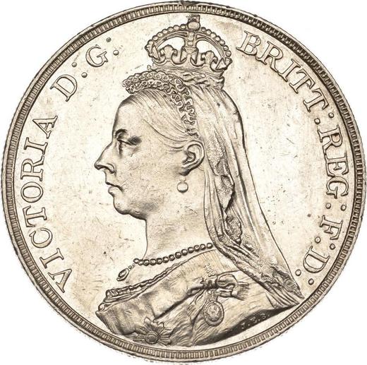 Аверс монеты - 1 крона 1888 года JEB "Юбилейный портрет" - цена серебряной монеты - Великобритания, Виктория