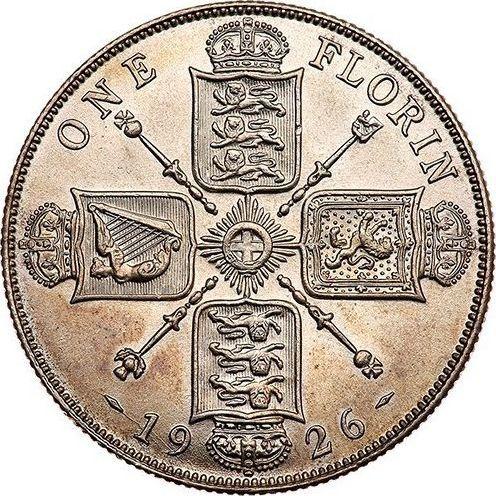 Rewers monety - 1 floren 1926 - cena srebrnej monety - Wielka Brytania, Jerzy V