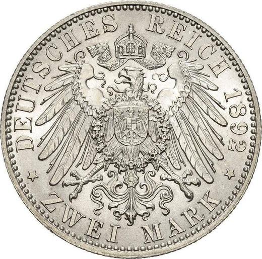 Reverse 2 Mark 1892 A "Saxe-Weimar-Eisenach" - Silver Coin Value - Germany, German Empire