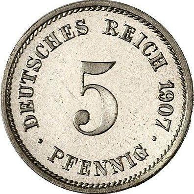 Obverse 5 Pfennig 1907 G "Type 1890-1915" -  Coin Value - Germany, German Empire