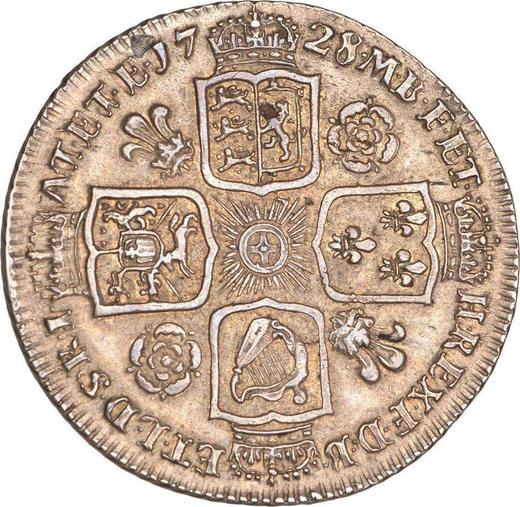 Reverse Shilling 1728 "Young Head" Roses and Plumes in angles - Silver Coin Value - United Kingdom, George II