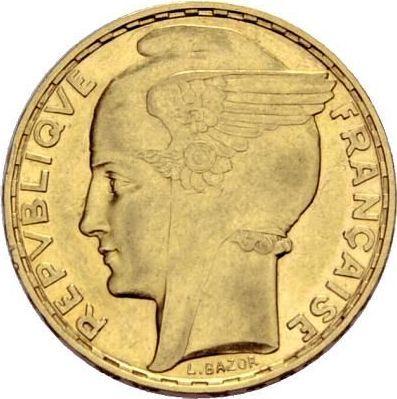 Anverso 100 francos 1929 "Tipo 1929-1936" - valor de la moneda de oro - Francia, Tercera República
