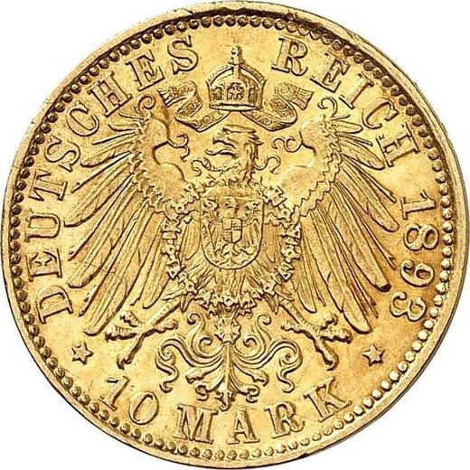 Revers 10 Mark 1893 G "Baden" - Goldmünze Wert - Deutschland, Deutsches Kaiserreich