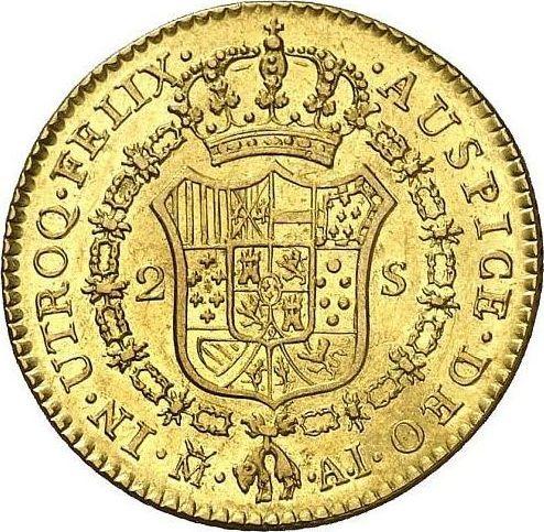 Reverse 2 Escudos 1807 M AI - Gold Coin Value - Spain, Charles IV
