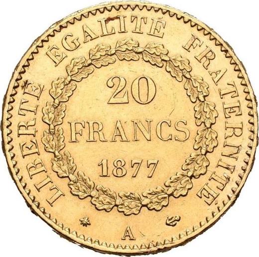 Reverse 20 Francs 1877 A "Type 1871-1898" - Gold Coin Value - France, Third Republic