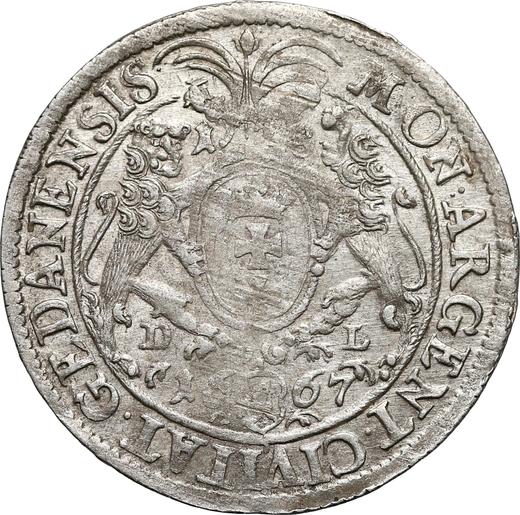 Reverse Ort (18 Groszy) 1667 DL "Danzig" - Silver Coin Value - Poland, John II Casimir