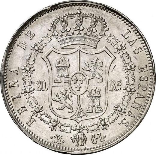 Reverse 20 Reales 1850 M CL - Silver Coin Value - Spain, Isabella II