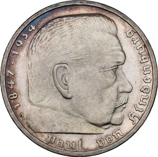 Awers monety - 5 reichsmark 1935 A "Hindenburg" - cena srebrnej monety - Niemcy, III Rzesza