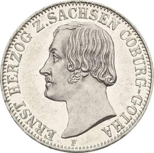 Anverso 1/6 tálero 1845 F - valor de la moneda de plata - Sajonia-Coburgo-Gotha, Ernesto II