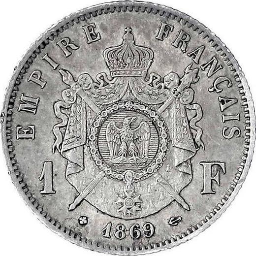 Reverse 1 Franc 1869 BB "Type 1866-1870" - Silver Coin Value - France, Napoleon III