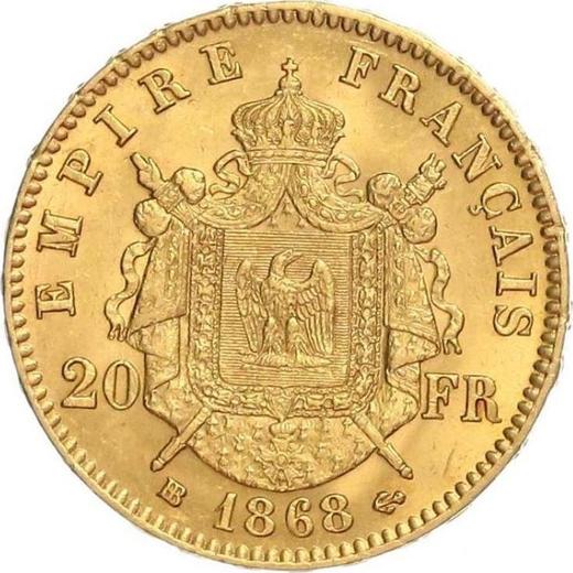 Reverse 20 Francs 1868 BB "Type 1861-1870" - Gold Coin Value - France, Napoleon III