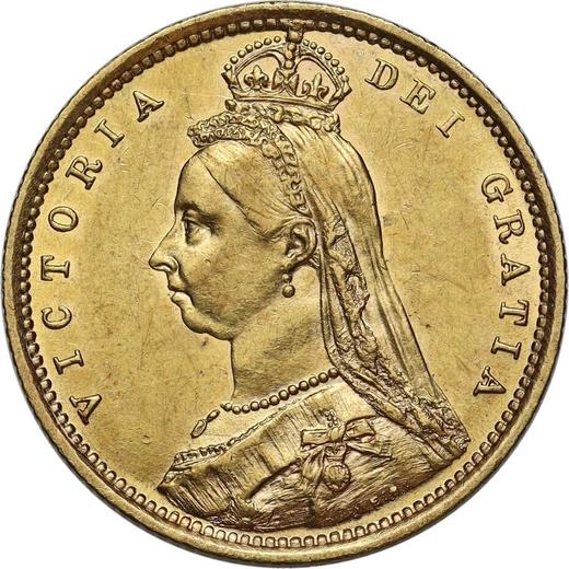 Аверс монеты - 1/2 соверена 1887 года S JEB "Юбилейный портрет" - цена золотой монеты - Австралия, Виктория