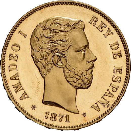 Obverse 100 Pesetas 1871 SDM - Gold Coin Value - Spain, Amadeo I