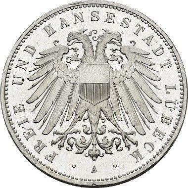 Obverse 5 Mark 1908 A "Lubeck" - Silver Coin Value - Germany, German Empire