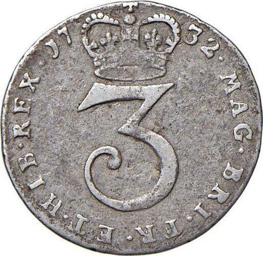 Reverso 3 peniques 1732 - valor de la moneda de plata - Gran Bretaña, Jorge II